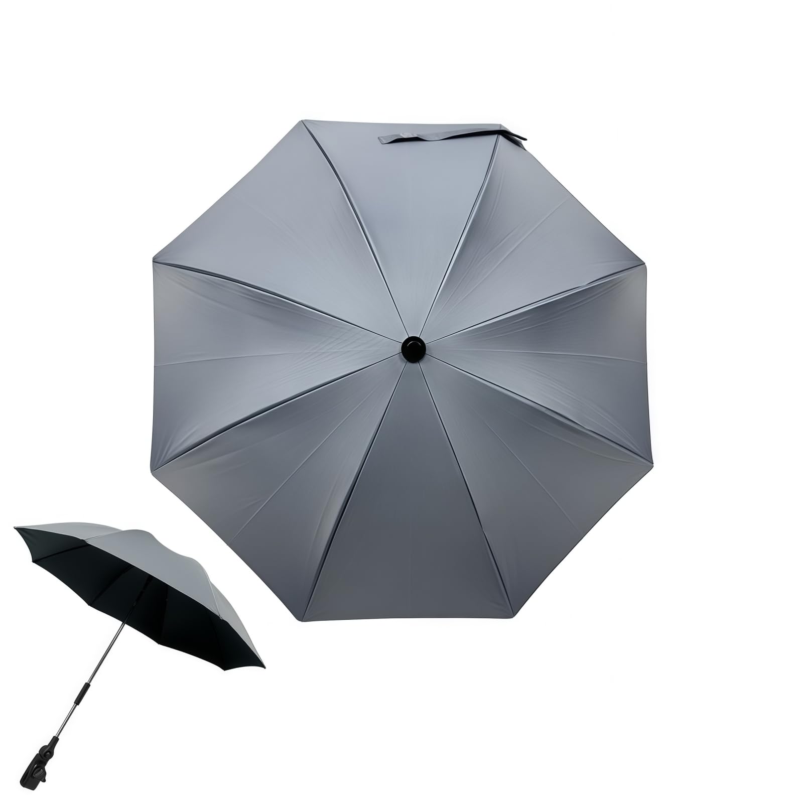 CaiTang Ombrellino Parasole Passeggino, Ombrellino Passeggino Universale Anti UV 50+, Ombrello Parasole Passeggino con Un Manico, Ombrellone per Passeggino per Carrozzina e Passeggino, Grigio