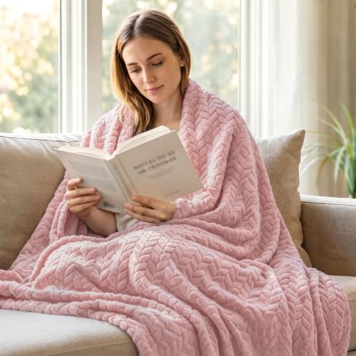 Image of Exclusivo Mezcla Soft Fleece Bed Blanket King Size, 90 inchx104 inch, Pink