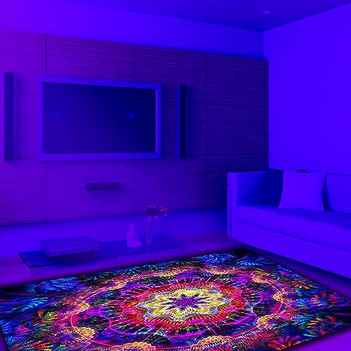 Tapete decorativo mandala Boho negro fluorescente 70x47 pulg miniatura 6