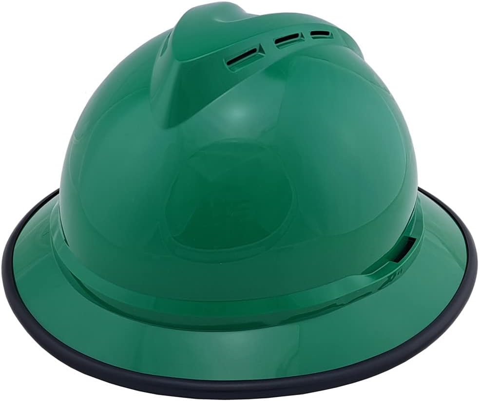 Vented Full Brim Hard Hats with Ratchet Suspensions and Safety Edging