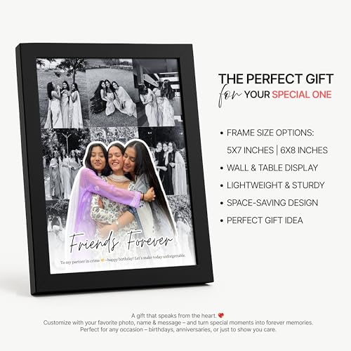Image of Framekaari Friends Customized Photo Frame | Personalized Birthday Gift | Custom Photo Collage & Text | Tabletop & Wall Mount | Room & Home Decor | 16x21 cm (Design-01)