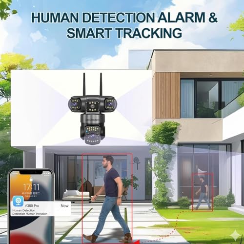 Image of securinnov 6MP Triple Lens PTZ WiFi Outdoor Security Camera with 3-Screen Monitoring | Motion Detection | Color Night Vision | Two-Way Audio Communication | Weatherproof (4K PTZ)