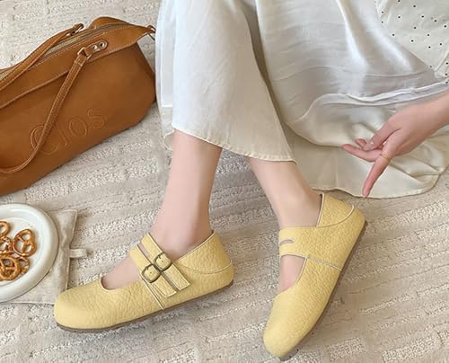 Women's Mary Jane Shoes Round Toe Casual Flats with Ankle Strap Comfortable Travel Commuting Shoes 20253