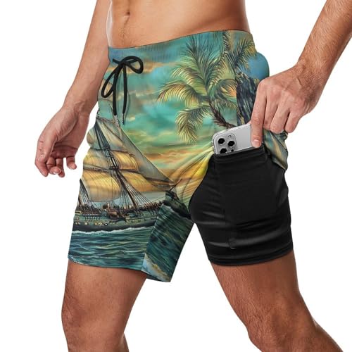 Boat Mens Swim Trunks Quick Dry Beach Board Shorts with Pockets2