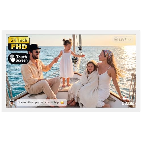 Image of NexFoto 24 Inch Large Digital Picture Frame Touchscreen, WiFi Electronic Photo Frame 64GB, Add Photos from Google Photos, Videos via App /USB, Gifts for Christmas /Mom /Grandparents, White