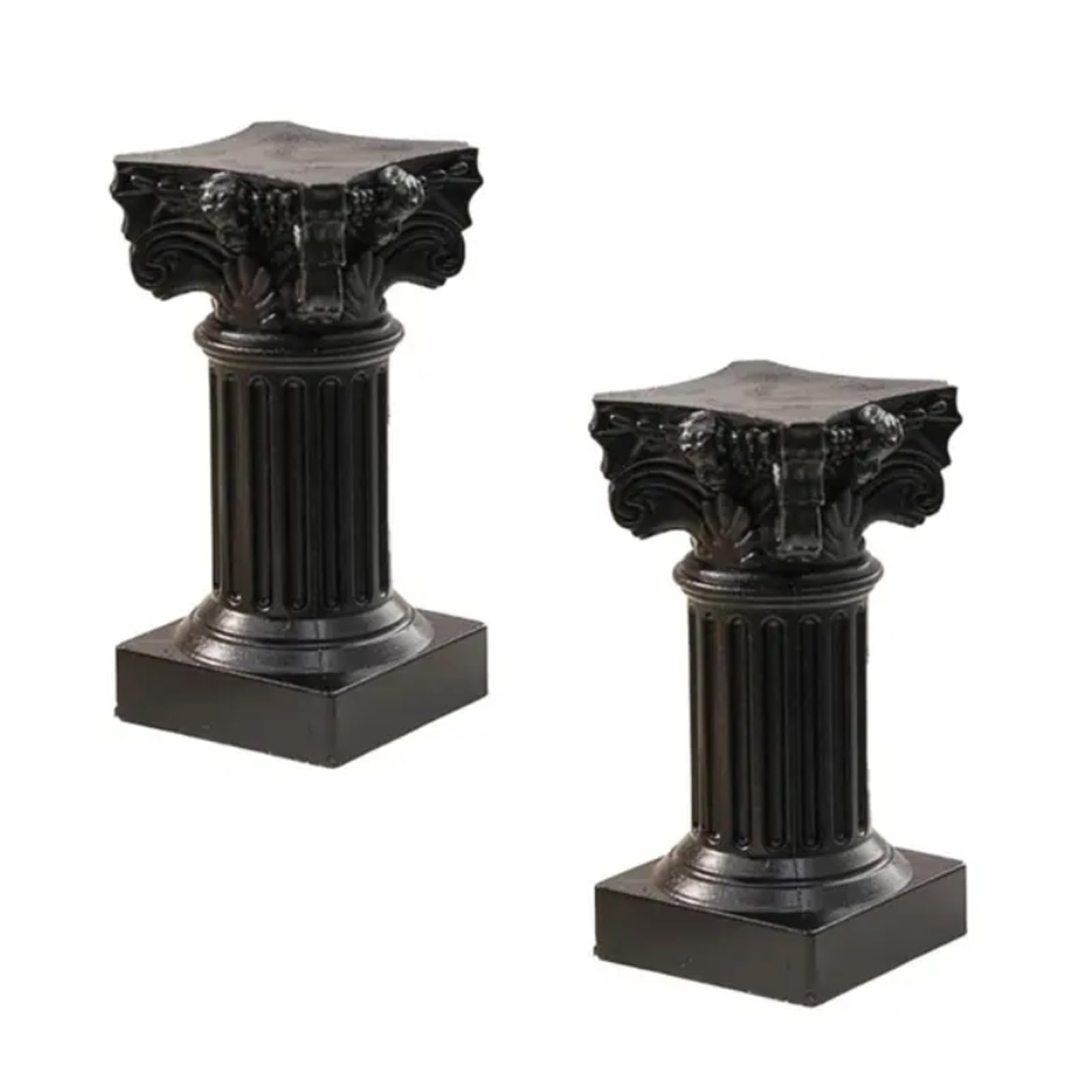 2-Pack European Column Candlesticks, Handicraft Candle Holder for Photography & Background Props(Nero)