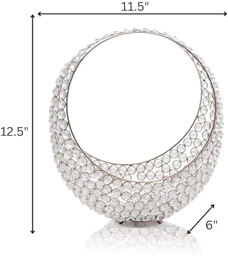 Miniatura 2 de Modern Day Accents 5732 Anillo SM - Cesta de anillo de cristal plateado, decoración de mesa, decoración de casa, cuenco, centro de mesa de isla,