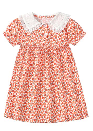 Toddler Girls' Cotton Casual Summer Dress Short Sleeve Summer Dress