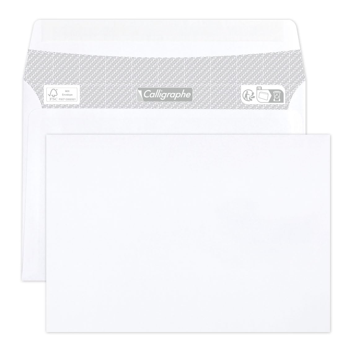 Calligraphe 691C - Karton mit 500 Umschlägen Calligraphe C6-114x162mm, selbstklebend, 80g, Weiß, 1 Karton