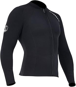 Wetsuit Top Women Men 2MM Neoprene Wetsuit Jacket Long Sleeve Diving Surfing Top, 3MM 1.5MM Wetsuits Shirt Vest Scuba Swimming Snorkeling Suit Swimsuit Warm Front Zip for Water Sports