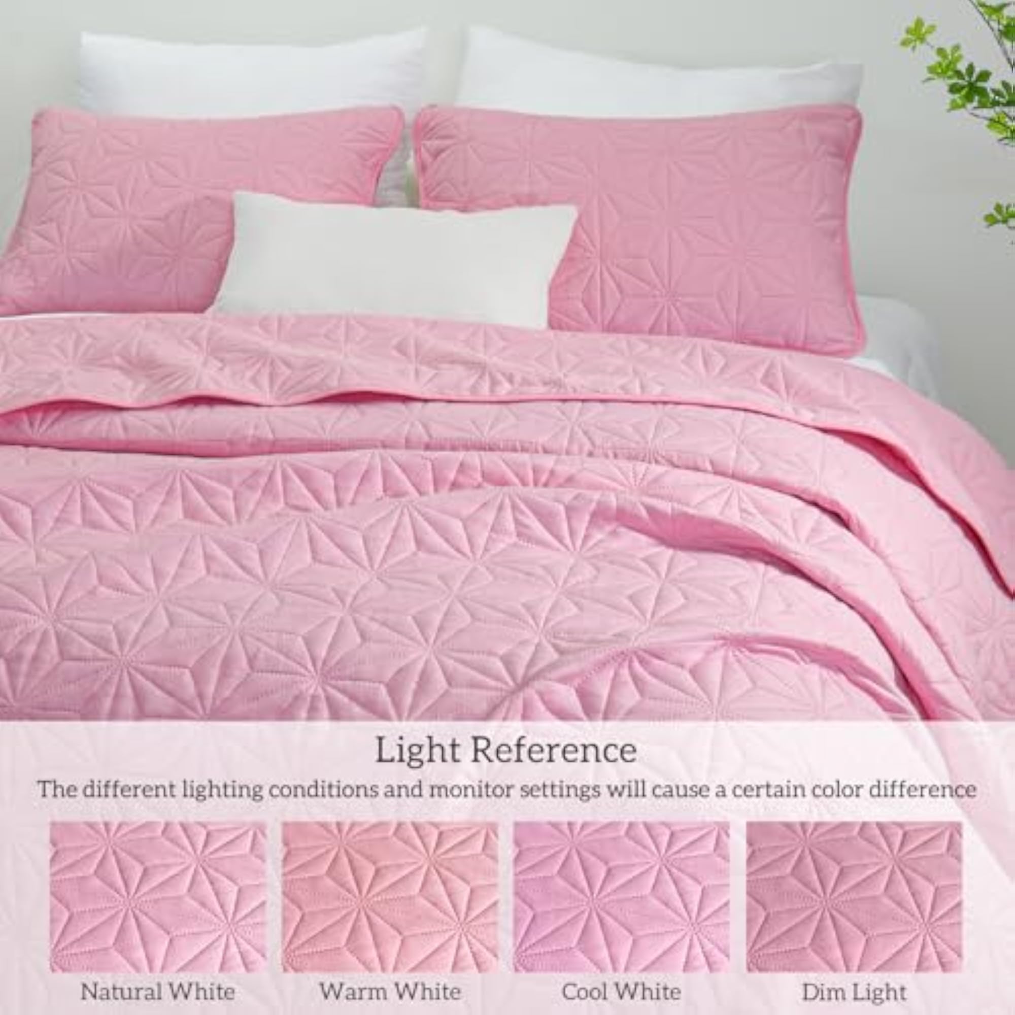 3 Pieces Lightweight Quilted Bedspread Set, Hexagram Stars Pattern, King Size