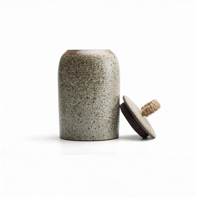 LYGSWDB Zuckerdose, Teedose, Vorratsbehälter, Keramik, versiegeltes Glas, Hanfseilgriff, Teedose, dekoratives Glas, Teebehälter, Teedosen, Bonbongläser, Teedose (Farbe: 03)