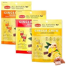 Pocas Ginger Chews, Variety Pack - Mango, Original, and Lemon Ginger Chews, Individually Wrapped Snacks, Ginger Candy Made with Pure Cane Sugar, 3 Oz Ea 3 Piece Set