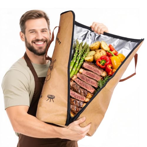 Image of BBQ Blanket for Resting Meat - 5-Layer Insulated Brisket Blanket & Meat Resting Bag, Keeps Brisket, Turkey, Pork Shoulder & Ribs Juicy, Smoker Grill Accessories & BBQ Gifts for Men, Dads -- Brown