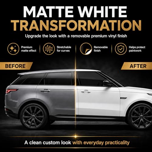 Image of Matte White Vinyl Wrap for Cars, 2 x 5 ft, Air Release