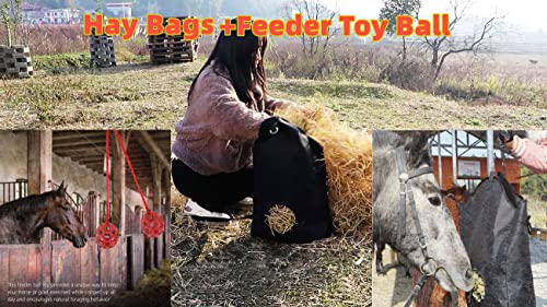 2 Packs Horse Treat Ball Hay Play Ball,1 Pack Hay Tote Bag ,Goat Toys Hay Ball Hanging Feeding Toy For Sheep Horse Goat Feeder And Relieve Stress #TOP2