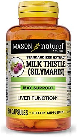 Mason Natural Cápsulas de cardo mariano, 60 unidades, paquete de 4