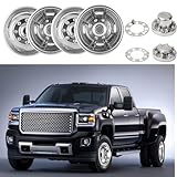 Lifeinfinity Set of 4 16inch Stainless Steel Dually Wheel Simulators, 8 Lug 4 Hand Hole Hubcaps Cover Fit for 74-00 Chevy GMC 3500, 74-98 Ford F350, 08-21 Ford E350/E450 Van, 74-99 Dodge Ram 3500