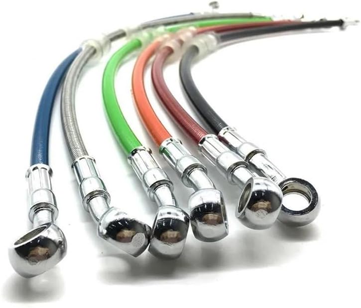 Motorcycle Brake Line Hydraulic Banjo Pipe Motorcycle Dirt Bike for Motorcycle Racing Steel Brake Cable Braided Brake Hose Line 400mm-1500mm Universal Oil Hoses Line Pipe