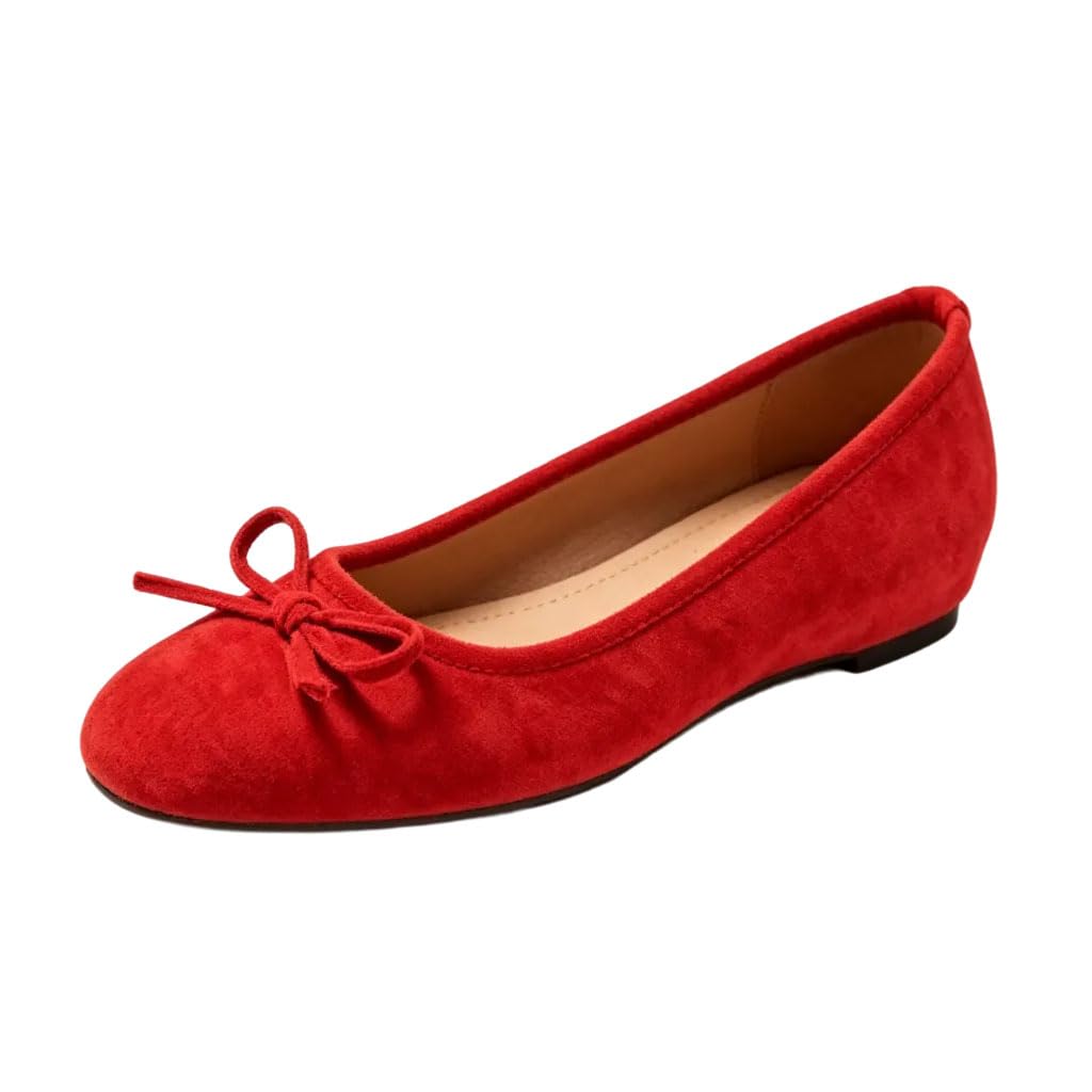 Ballerine Donna con Zeppa, Effetto Scamosciato, Ballerine con Fiocco, comode Scarpe Slip-on, Morbidi Mocassini da Donna per Tempo Libero, Ufficio, Festival