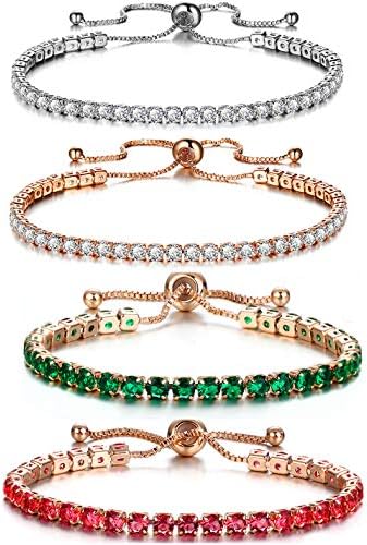 GULICX Silver Color Cubic Zirconia Adjustable Bracelets