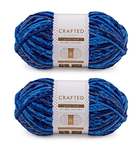 Image of Crafted By Catherine Blanket Multi Yarn - 2 Pack (213 Yards Each Skein), Navy Multi, Gauge 6 Super Bulky