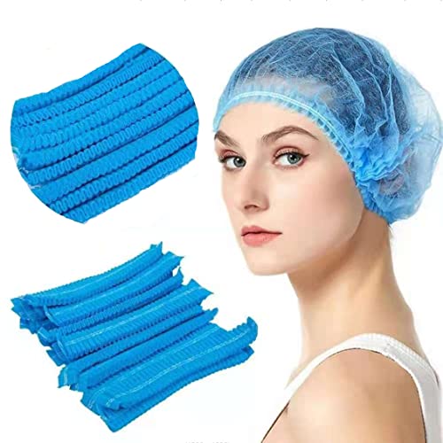 100 Count 21 In Disposable Anti-Dust Protective Hair Net,Disposable Bouffant Caps for Hospital,salon,Catering,laboratory,Blue