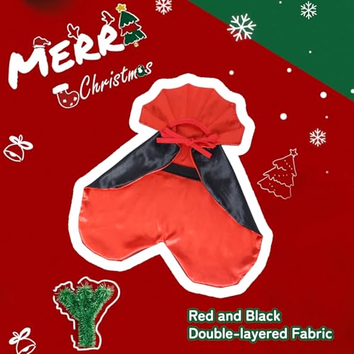 ROSAUI Weihnachten Hundekostüm Umhang, Rot-Schwarzes Cape für Hunde & Katzen, Festliches Weihnachts Outfit für Fotos, Party & Geschenk, Bequeme Haustier Verkleidung für Winter
