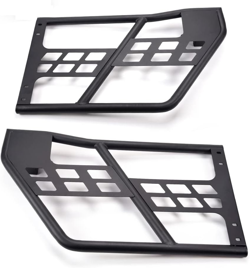 CHEDA Steel Tubular Door Compatible with 2007 2008 2009 2010 2011 2012 2013 2014 2015 2016 2017 2018 Jeep Wrangler JK Unlimited 4 Doors Front & Rear Black Tube Half Doors(Black)