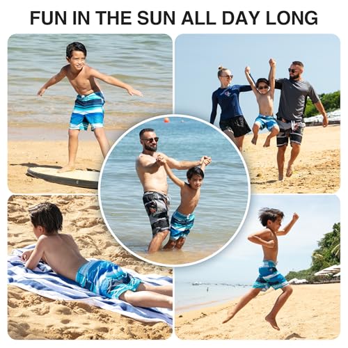 Image of Kanu Surf Boys' Victor Stripe Quick Dry Beach Board Shorts Swim Trunk