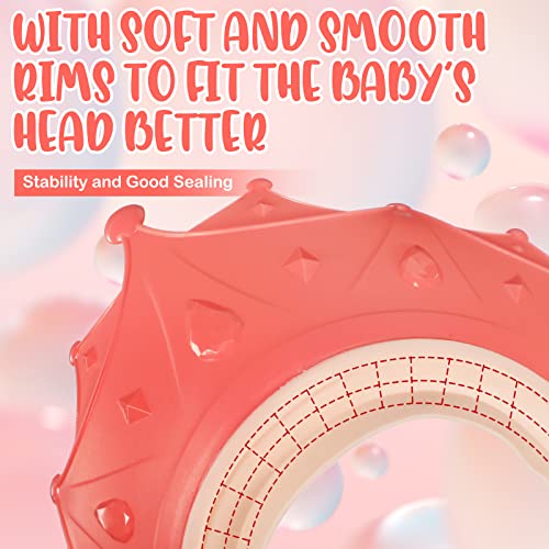 Baby Shower Cap Adjustable Silicone Crown Shampoo Bath Cap Visor Cap With Baby Shampoo Rinse Cup Cute Baby Bath Rinse Cup Protecting Eye Ear For Infants Toddlers Kids Children (Pink) #TOP3