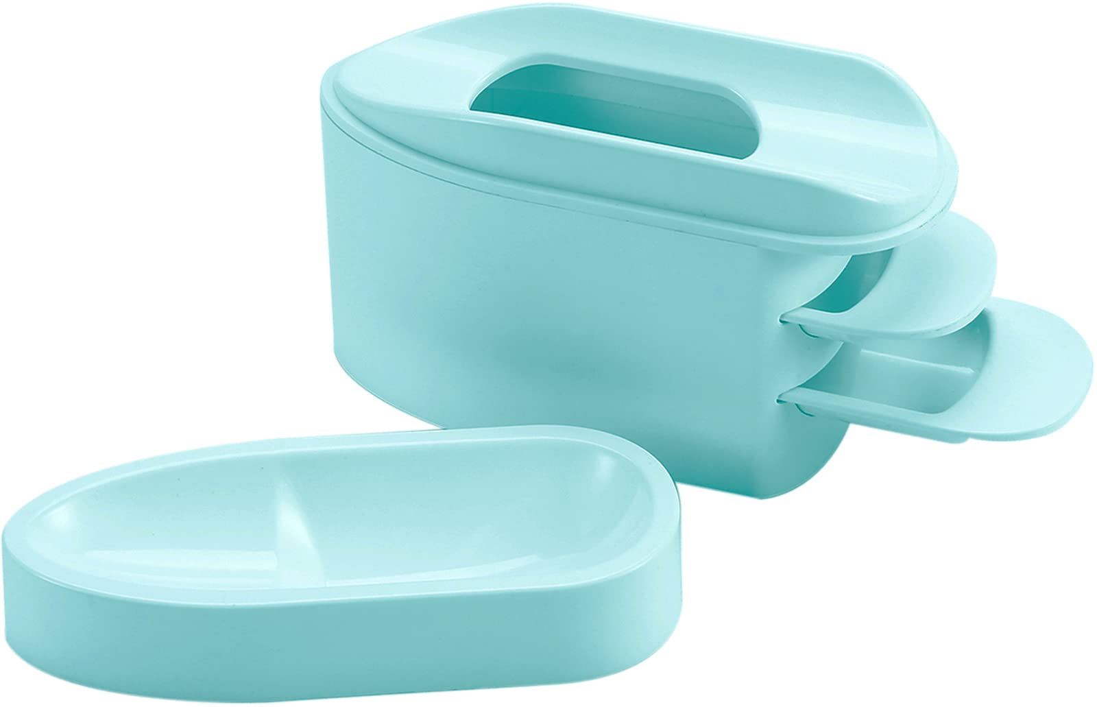 unibouti2 in 1 Dip Powder Recycling System & French Tip Model Dip Nail Tray with 2 Scoop, Multi-functional Dip Powder Recycling Container, French Nail Art Smile Line Manicure Accessories, Light Blue