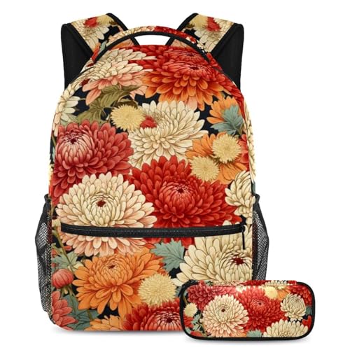 Sac à dos imprimé chrysanthème pour ado idéal pour les cours et les sorties