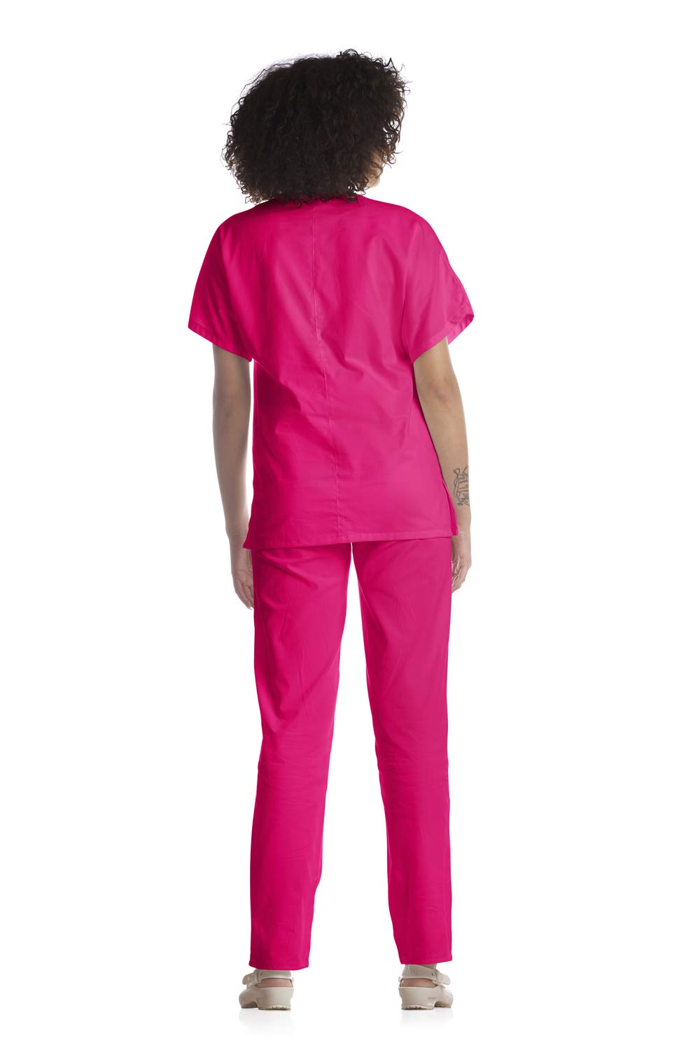 Tecno Hospital - Chaqueta hospitalaria - Ideal para Operadores Sanitarios, estéticas, enfermeras, médicos, para personal de laboratorio, etc - Casaca con escote en V - Unisex fucsia 5XL