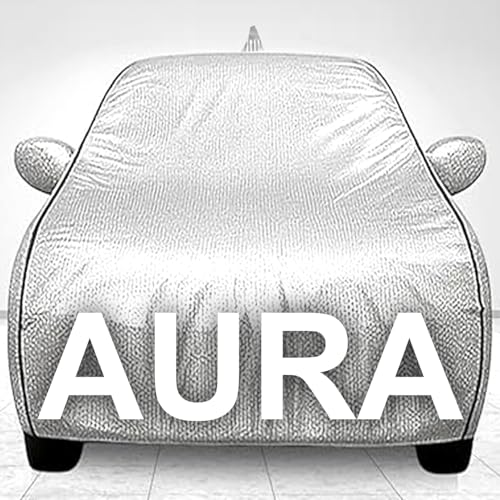 Image of Car Cover for Hyundai Aura All Model & Years (2020-2025) 100% Waterproof with Mirror Pockets, Triple Stitched Bottom Elastic Dustproof Full Body Protection Heat & UV Resistant- Silver