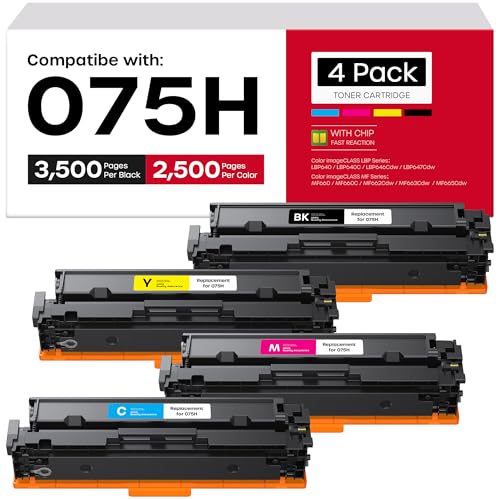 Image of 075H Toner Cartridge Set 4-Pack Replacement for Canon 075H 075 Printers