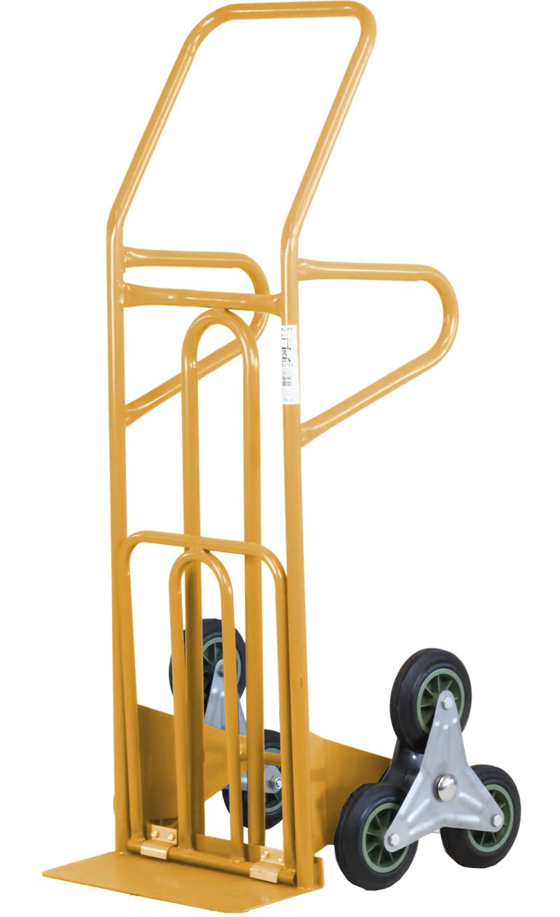Svelt Carrello Porta Pacchi Saliscale Professionale in Acciaio | per Lavori Leggeri, Pedana Ribaltabile, Ruote Ø150 mm Mozzo Plastica