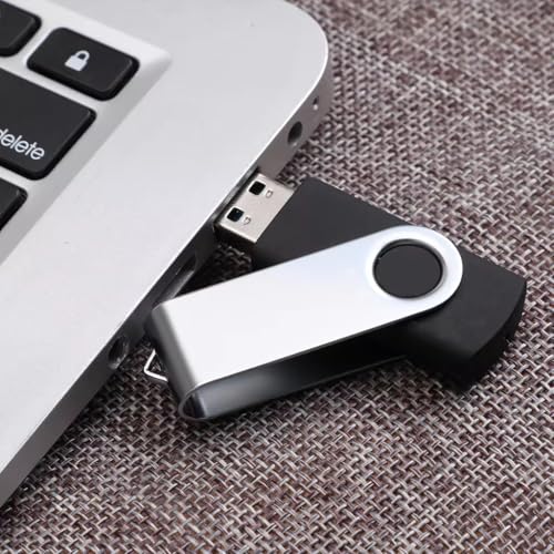 Image of CleverlyGifted 32GB | Swivel USB Flash Drive, Black and Silver, Portable Data Storage Device, 2.0, Speed Upto 10 mbps, 1 Pc