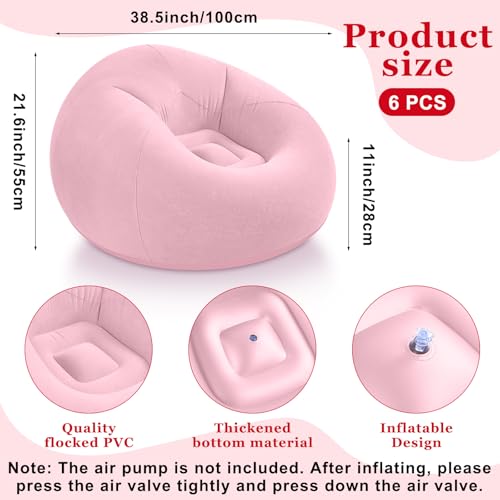 Image of Realspring Inflatable Bean Bag Chairs Outdoor Blow up Camping Chairs Inflatable Lazy Sofa Folding Portable Bean Bag Loungers Couch for Movie Night(Light Pink,6 Pcs)