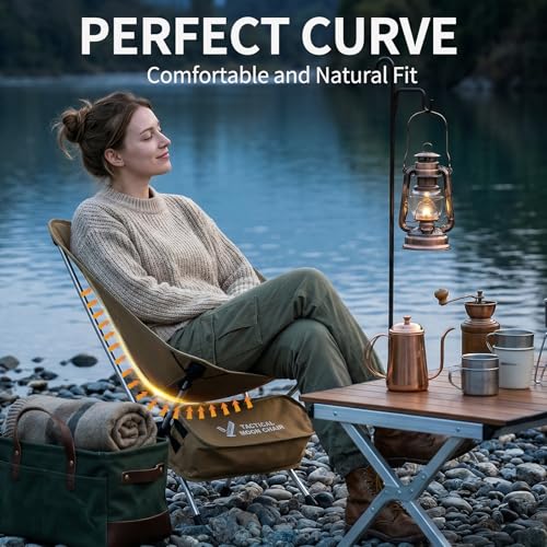 CAMPJOURNEY Camping Chair Silla de Camping Ultraligera Plegable 2.1 Lbs Capacidad 330 Lbs Color Caqui miniatura 4