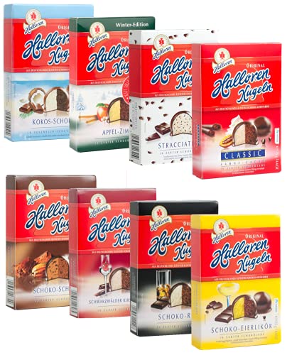 Halloren Mix | Kugeln Geschenkset | Halloren Apfel-Zimt, Kokos-Schoko, Sahne-Cacao, Brownie, Schwarzwälder Kirsch…