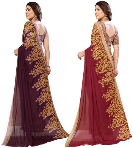 Payal Floral Georgette Saree With Blouse Combo Pack of 2 Combo (Combo_Md_1108_3_1108_4)_A14554