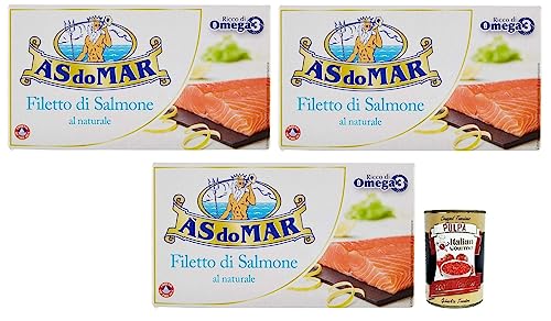 Asdomar – Hilos de salmón al natural – 3 paquetes de 150 g [450 g]