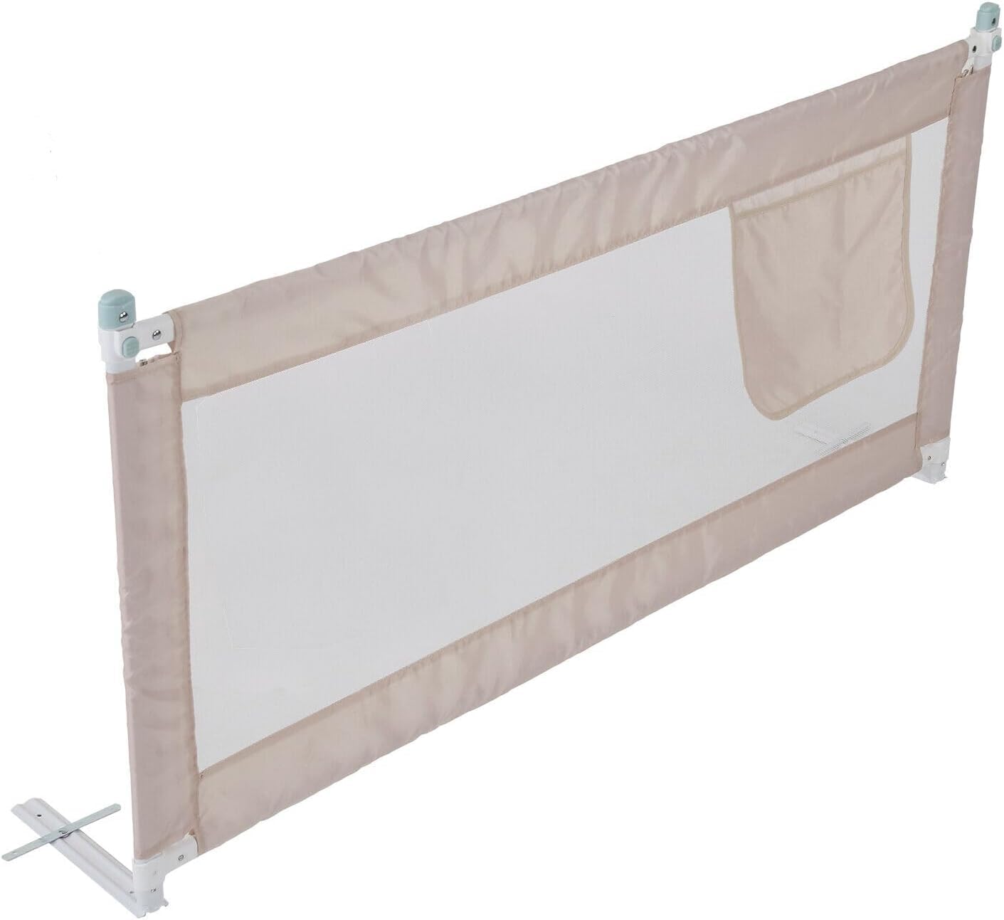M.J COMFY-LIFE Bed Rail for Single Bed, 150cm x 80cm Foldable Toddler Bed Guard with Storage Pocket, Easy to Install Safety Rail for Kids Children (Beige, 180cm)