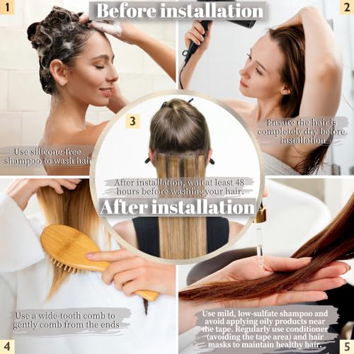 Image of Tape in Hair Extensions Human Hair 20pcs Remy Hair Extensions 18 Inch Darkest Brown Straight Invisible Human Hair Tape in Extensions Skin Weft Tape Extensions Human Hair (2#,18 Inch)