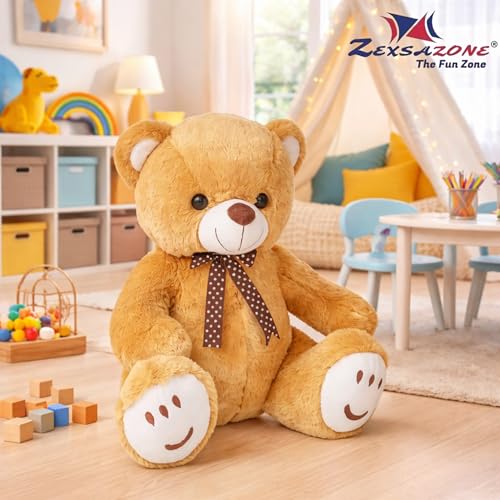 Image of ZEXSAZONE Toy Cute I Smile Soft Teddy Colored Huggable Bear | 32 cm | Plushie Soft Toys for Kids | Plush Soft Toys for Baby Boys and Girls Kids - Teddy | Best Valentine Gift (Brown)