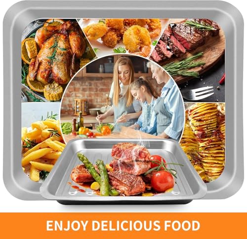 Image of ZuKaYeHome Air Fryer Grill Plate for Emeril Lagasse Dual Zone 360 Air Fryer Oven 25 QT Extra Large, 14''x12'' Stainless Steel Air Fryer Tray Accessories Grill Pan Crisper Plate Replacement Parts Rack