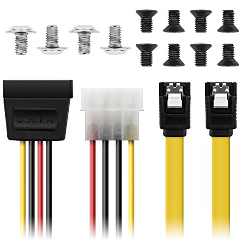deleyCON Einbaurahmen Set - für 2X 2,5" Festplatten SSD's auf 3,5" Adapter Wechselrahmen Mounting Frame Halterung Schienen inkl. Schrauben SATA Kabel Stromadapter & Schraubendreher – Bild 6