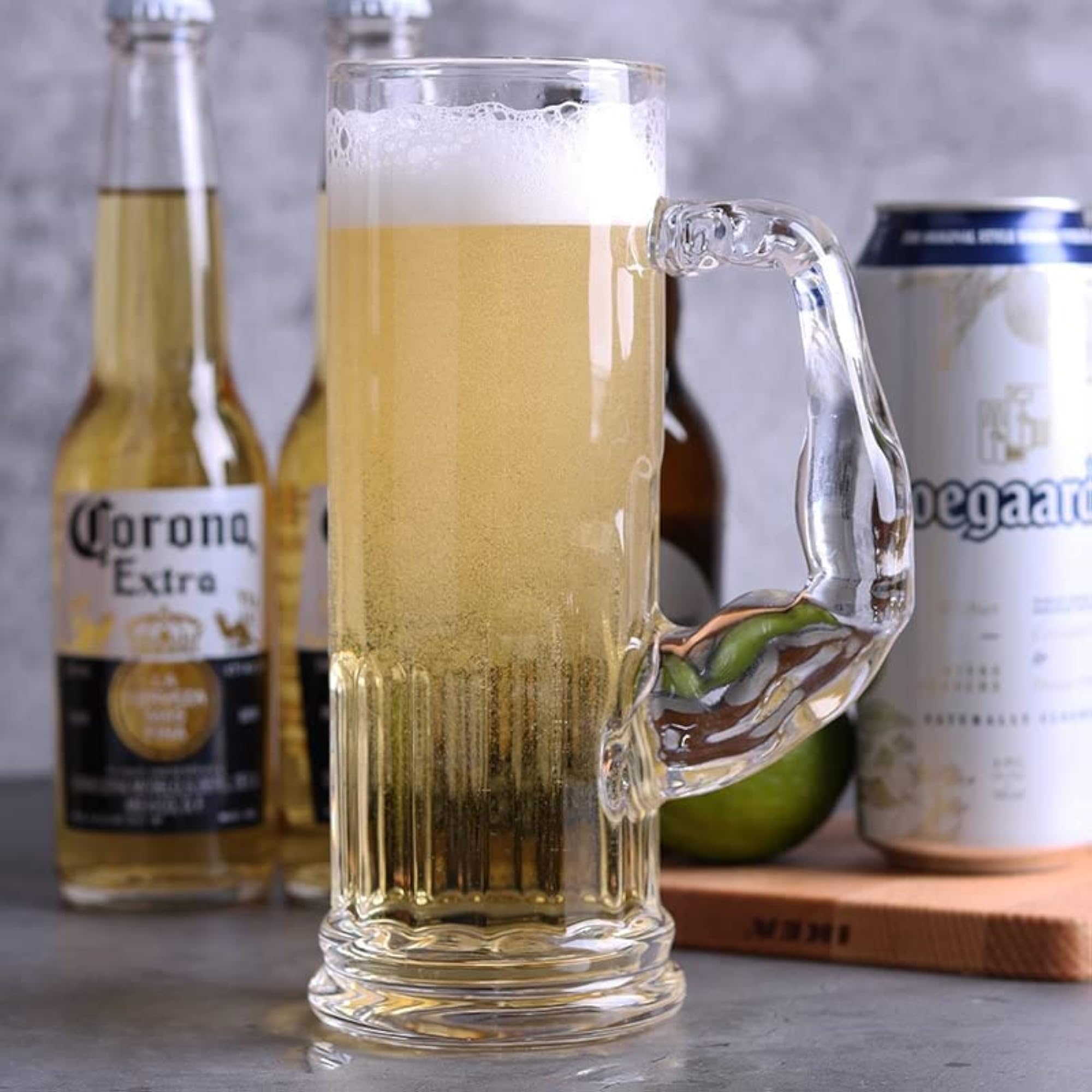 Beer Mugs, 600 ML Large Muscle Handle Shaped Drinking Mug