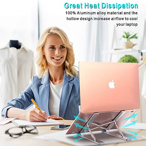 Image of Babacom Laptop Stand, Aluminum Portable Laptop Cooling Desk Holder, 9-Levels Adjustable Notebook Riser Mount, Ventilated Computer Stand, Compatible with MacBook Pro Air, iPad, Dell,10-15.6 inch Laptops